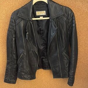 MICHAEL Michael Kors Black Leather Motorcycle Jacket